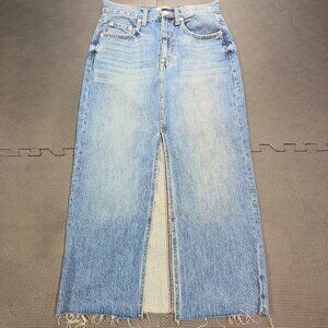 Pistola Womens Denim Maxi Skirt Size 25 High Slit Raw Hem 100% Cotton Light Wash